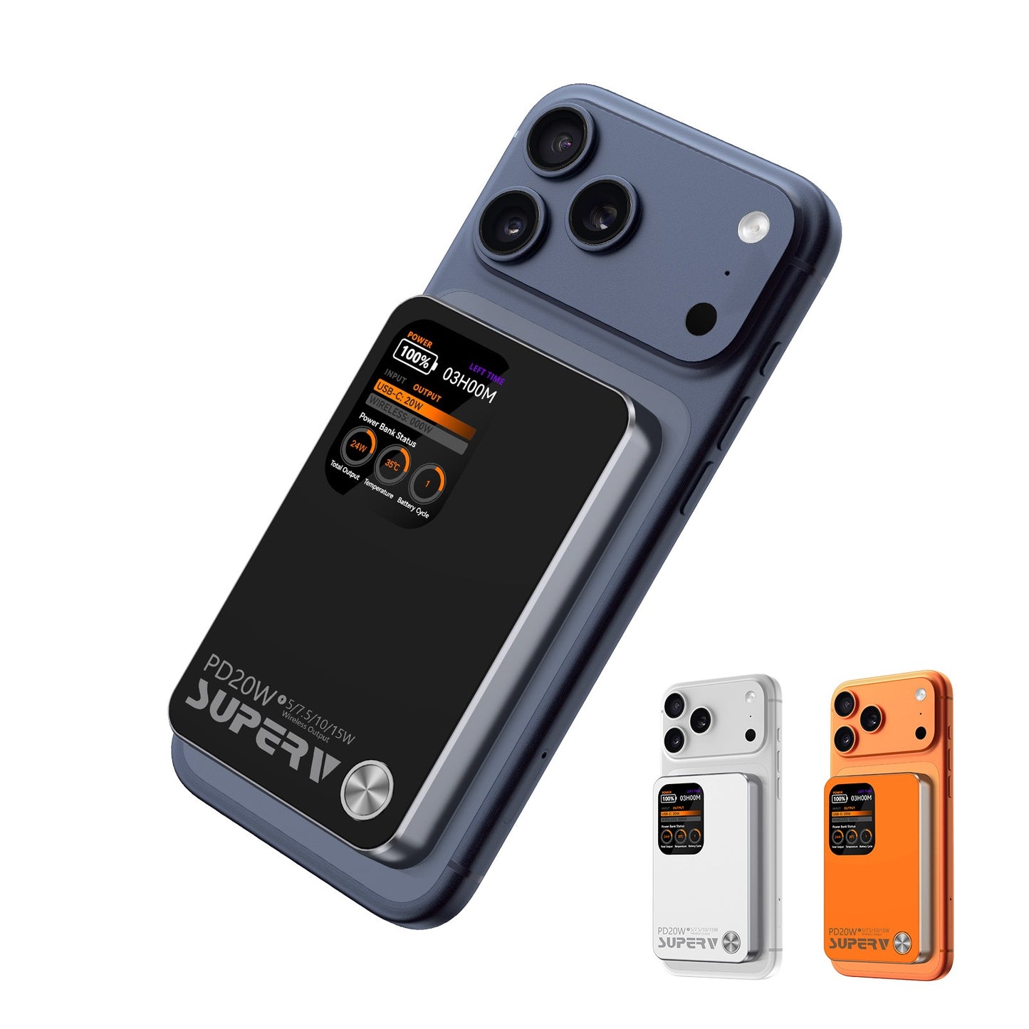 SUPERV Real-time Temperature Monitoring 20W 10000mAh Magnetic Power Bank with Display Global Exclusive QR Code CCC Certified Version Fly-on Compliant