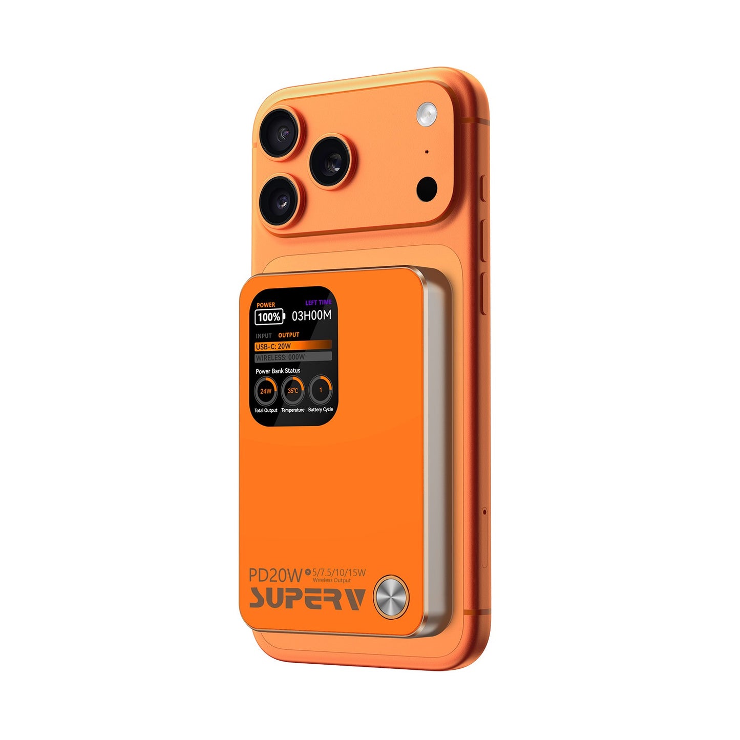 SUPERV Real-time Temperature Monitoring 20W 10000mAh Magnetic Power Bank with Display Global Exclusive QR Code CCC Certified Version Fly-on Compliant